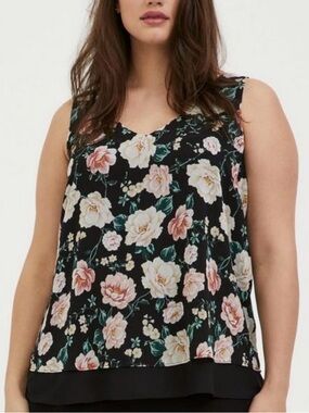 Women’s Black Floral Sleeveless Blouse